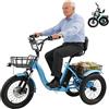 Generic Vélo de Ville Électrique Triciclo Adulte Pliant 48V 13Ah, Autonomia 44km, Pneus 18x3.0, Phare LED, Klaxon, Paniers Avant/Arrière, Bleu