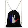 FWJZDSP Zaino con coulisse e stampa della bandiera francese e delle palme, borsa a tracolla da viaggio, sportiva o da palestra, unisex.