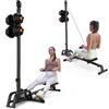 ONETWOFIT Vogatore pieghevole e LAT Pull Down Machine 2 in 1 multifunzione compatto per casa, cavo a filo basso, fitness con panca piatta (nero-1)