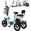 Generic Triciclo elettrico a 3 ruote per adulti, pieghevole, da pendolare, con display LCD ricaricabile da 14 pollici, freno a disco da 160, carico massimo 180 kg per ciclismo all'aperto.