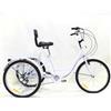 Generic Triciclo per adulti a 3 ruote, 7 velocità, triciclo cargo da 24 pollici, telaio in acciaio ad alto tenore di carbonio, capacità di carico 120 kg, cruiser sportivo per esterni (bianco)