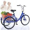 Generic Triciclo elettrico per adulti, pedalata assistita da 24 pollici, portata massima 150 kg, altezza regolabile, cestino, comodo per fare la spesa, blu.