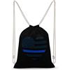 Lawenp Borsa da palestra sportiva in tela con coulisse a forma di cuore con bandiera blu sottile Borsa a tracolla resistente per uomo donna