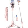 SelfieShow 106cm Bastone Selfie, Selfie Stick Estensibile in Alluminio con Telecomando Bastone Selfie Treppiede Rinforzato e Stabile Rotazione a 360° Compatibile con Android e iPhone Telefono (Rosa)