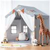 Besrey 2 in 1 Tenda per Bambini besrey, Tenda Casetta da Gioco con 2 Porte e 4 Finestre