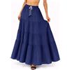 Fatto a mano Gonna lunga donna in crepe rayon casual tinta unita vita elastica comoda vita...
