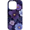 Floral Aesthetic Flower Botanical Gifts Custodia per iPhone 14 Pro Viola Scuro Fiori Blu Stampa Floreale