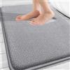 AMFUN Tappeto Bagno 40 x 60 cm, Tappetino da Bagno Antiscivolo, Soffice Tappeti in Microfibra per Cucina e Baignoire, Assorbente, Lavabile in Lavatrice, Grigio
