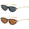 YAMEIZE Occhiali da sole retrò Cat Eye da donna vintage piccoli anni '90 ovali Cateye occhiali da sole montatura oro UV400, nero-nero+marrone leopardato, Taglia unica