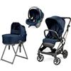 Peg Perego SPA Peg Perego TRIO VIVACE FLEX BLUE SHINE con SEGGIOLINO AUTO LOUNGE + BORSA+ STAND BASSINET