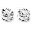 Lirzxin Plugs Dilatatori Orecchio 18mm, 2 Pezzi Tunnel Dilatatore Acciaio Chirurgico A Vite Singolo Svasata Rotondo Lucido Zirconia Cubica Piercing Dilatatori Tunnel Argento 18mm