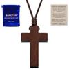 SANCTRA Collana con croce in legno per uomo e donna, realizzata a mano e benedetta in Terra Santa, ciondolo di fede cristiana con custodia regalo e certificato di autenticità.