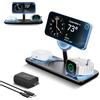 Nimble Podium - Stazione di ricarica wireless 3 in 1 per Apple, supporto caricabatterie Magsafe da 15 W, certificato Qi2, caricabatterie wireless per iPhone 16, 15, 14, 13, 12, Apple Watch, serie