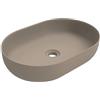 ERCOS Lavabo D'appoggio Ovale In Ceramica, Lavabo Bagno Colore Cappuccino Opaco , Senza Troppopieno, Dimensioni 600x416 mm