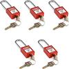 QWORK® Lucchetto di sicurezza, 5 lucchetto con 10 chiave, 38mm, Steel Shackle, rosso