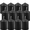 HS Candle - Candele di cera, a colonna, nero, Ø 4 cm x 6 cm (12 pezzi), in diversi colori, prodotte in UE, candele a pilastro, in cera