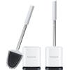 Fowooyeen Scopino WC Silicone, Spazzolone Bagno WC in Acciaio Inox, Spazzola Bagno Autopulente a Manico Lungo con Supporto, Set di Scopettino, Montaggio a Parete/in Piedi, Bianco, 2 Pezzi