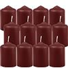 HS Candle - Candele di cera, a colonna, marrone, Ø 4 cm x 6 cm (12 pezzi), in diversi colori, prodotte in UE, candele a pilastro, in cera