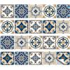 PYSEOSISE Adesivi per Piastrelle, 20 Pezzi Piastrelle Adesive Blu, 15 x 15 cm Pellicola Vintage in PVC Impermeabile Sticker per Piastrelle per Cucina Bagno Scale Armadio Mobili