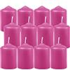 HS Candle - Candele di cera, a colonna, rosa, Ø 4 cm x 6 cm (12 pezzi), in diversi colori, prodotte in UE, candele a pilastro, in cera