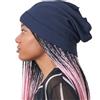 CHARM Berretto Uomo Hipster Oversize, Cappello Cotone Donna 100% Chemio con Cuciture A Vista, Cuffie per Dormire Lungo Slouch Moda Waffle e Reversibile Marino