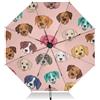 RPLIFE Ombrello compatto con cane colorato, leggero, portatile, automatico, da donna, ombrello da viaggio per pioggia, vento e sole