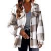 WOXIHUAN Giacca in Pile Donna Cappotto Stampato a Quadri Giacche Collare di Ribaltamento Cardigan Maniche Lunghe Giacca Una Fila Pulsanti Blazer Inverno Caldo Maglia Taglie Forti Casuale Cappotto