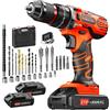 FAHEFANA Trapano a Percussione 21V, Avvitatore a Batteria con 2 Batterie 2,0Ah, Trapano Avvitatore Batteria Coppia Massima di 45Nm, 2 Velocità, 25+3 Coppia, 10mm Morsa, Set di Accessori 29 Pezzi con Valigetta