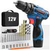 FAHEFANA Trapano Avvitatore Batteria 12V, Avvitatore a Batteria Set Max 25Nm, 2 Velocità, 25+1 Impostazione Coppia, LED Luce, 2.0Ah Batterie, 24 Accessori e Valigia, 10mm Mandrino Autoserrante