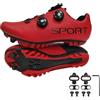 Surwin Scarpe Ciclismo MTB Uomo Donna, Scarpe Mountain Bike Unisex Traspirante Antiscivolo con 2 Bulloni e Tacchetti, Sneakers con Design Fibbia Girevole, 36EU-47EU (Rosso A,44)