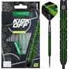 GOAT - Kick-off, Tungsten 95%, 21G, Verde, Punta Rastremata, Steeltip | 21G Freccette Steeldart, Incl. 3 Barrels, 3 Dart Flight & 3 Shaft, Barrel Dritto, Bilanciamento Centrale, Incisione Laser