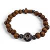 OVUNQUE PROTEGGIMI San Charbel Bracciale Elasticizzato in Legno con Croce Tau e immagine adesiva, Regali Religiosi, Protezione