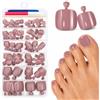 Ceboic 120 Pezzi Unghie Finte Piedi, Corte Quadrate Unghie Dei Piedi con Colla, Caffè Copertura Completa Acrilico French Fake Nails Tips Piedi per Donne Ragazze Manicure, 12 Taglie