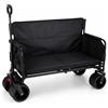 Eurocatch Carrello Pieghevole con Panchina - Carrello da Trasporto - Portata 180 kg - Ruote Larghe Rimovibili - Nero