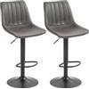 HOMCOM Set 2 Sgabelli da Bar in Stile Industriale Grigio Scuro | Sgabelli Cucina con Schienale, Microfibra, Poggiapiedi, Altezza Regolabile