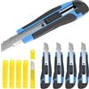 QWORK® 5 Taglierino Cutter Professionale 18mm con 50 Lame SK5 - Taglierino di Precisione con Blocco di Sicurezza