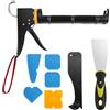 QWORK® Kit pistola per silicone professionale, spatola per stucco, 6 spatole in silicone per la rimozione del silicone, piastrelle senza giunzioni