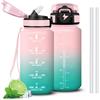 Mujigaga Borraccia 500ml, A Prova di Perdite Borracce, Bottiglia Motivazionale con Cannuccia, Facile da Pulire, Borraccia Bambino con Indicatore del Tempo per Ufficio, Corsa, Scuola