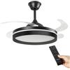 InnovaGoods® Ventilatore da soffitto con pale retrattili e luce LED 72 W, 6 velocità, timer, 3 tipi di luce, telecomando, Ø 49-104 cm, silenzioso, funzione estate-inverno (nero, 72 W)