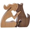 xiongWeiLai Statuetta in legno con cane e uomo come scultura emotiva in legno con cane, 11 x 8,5 x 1,5 cm, realizzata a mano, in legno naturale, elegante regalo per gli amanti dei cani, adatta per scaffali