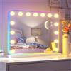 SONNI Hollywood - Specchio da trucco con luce RGB bianco, 58 x 45 cm, 15 | 3 colori di luce, dimmerabile, funzione di memoria e ingrandimento 10x. Ideale per l'arredamento della stanza e idea regalo