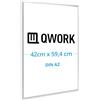 QWORK® Cornice Portafoto 42x59,4 cm (A2) in Alluminio - Argento Opaco - Vetro Acrilico Antigraffio