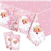 POPOYU 2Pcs Tovaglia Plastica Natalizia Rosa,137x274cm Tovaglia Natalizia Decorazioni per Feste,Grande Babbo Natale Tovaglia Rettangolare di Natale per Vacanze,Accessori per Feste Invernali