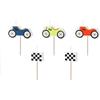 PartyDeco Candele di compleanno per auto da corsa, 2-3 cm, set da 3 pezzi, decorazione per torte di compleanno per bambini, set di candele in blu, giallo, rosso