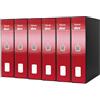 Esselte DOX 2 - 6 Registratori con custodia A4 e meccanismo a leva, Raccoglitori con leva formato Protocollo (23x33cm) con Dorso da 8 cm, Rosso, 85 x 352 x 288 mm, Conf.da 6 pezzi, D26211