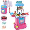 TrAdE Shop Traesio CUCINA GIOCATTOLO BAMBINI FORNELLO LUCI SUONI RICHIUDIBILE IN TROLLEY ACCESSORI