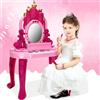 TrAdE Shop Traesio SPECCHIERA MAKE UP PER BAMBINA CON LUCI SUONI TASTIERA PIANOLA E SGABELLO 2IN1