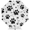 RPLIFE Ombrello bianco con impronte di zampe di cane nero per pioggia, ombrello automatico portatile leggero per donne, ombrelli da viaggio per pioggia, vento e sole