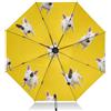 RPLIFE Ombrello pieghevole con apertura automatica e chiusura antivento, dimensioni compatte per zaini/borse - per viaggi, cani Bull Terrier giallo
