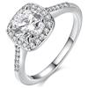 Uloveido Anelli da donna con promessa aureola in cristallo con zirconi cubici per lei, gioielli da sposa placcati in oro bianco (argento, taglia 17) KR002